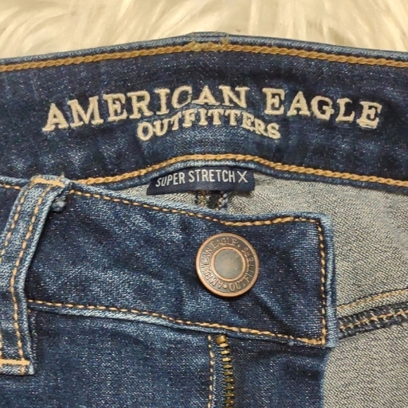 American Eagle Dark Wash Distressed Jeans Jeggings Size 4 - Picture 4 of 11